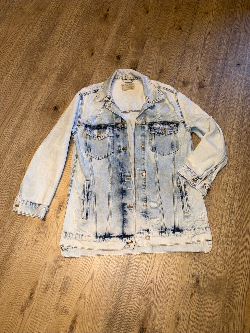 We the free Free People Light Wash destroyed jacket, Oversized Jean